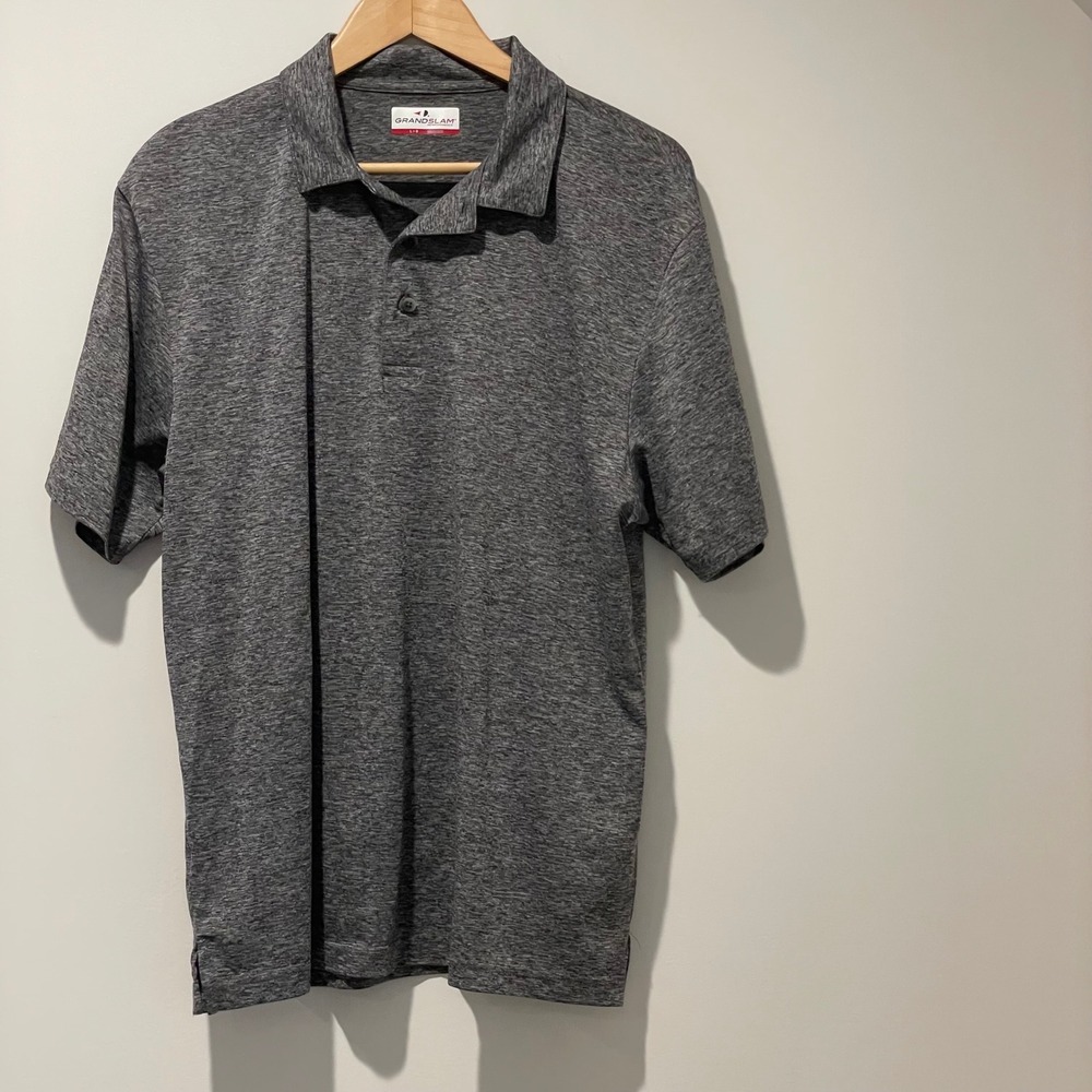Grand Slam Performance Golf Polo Shirt Men's Short Sleeve Gray‎ Large